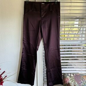 Women Satin-Look Maroon Dress Pants